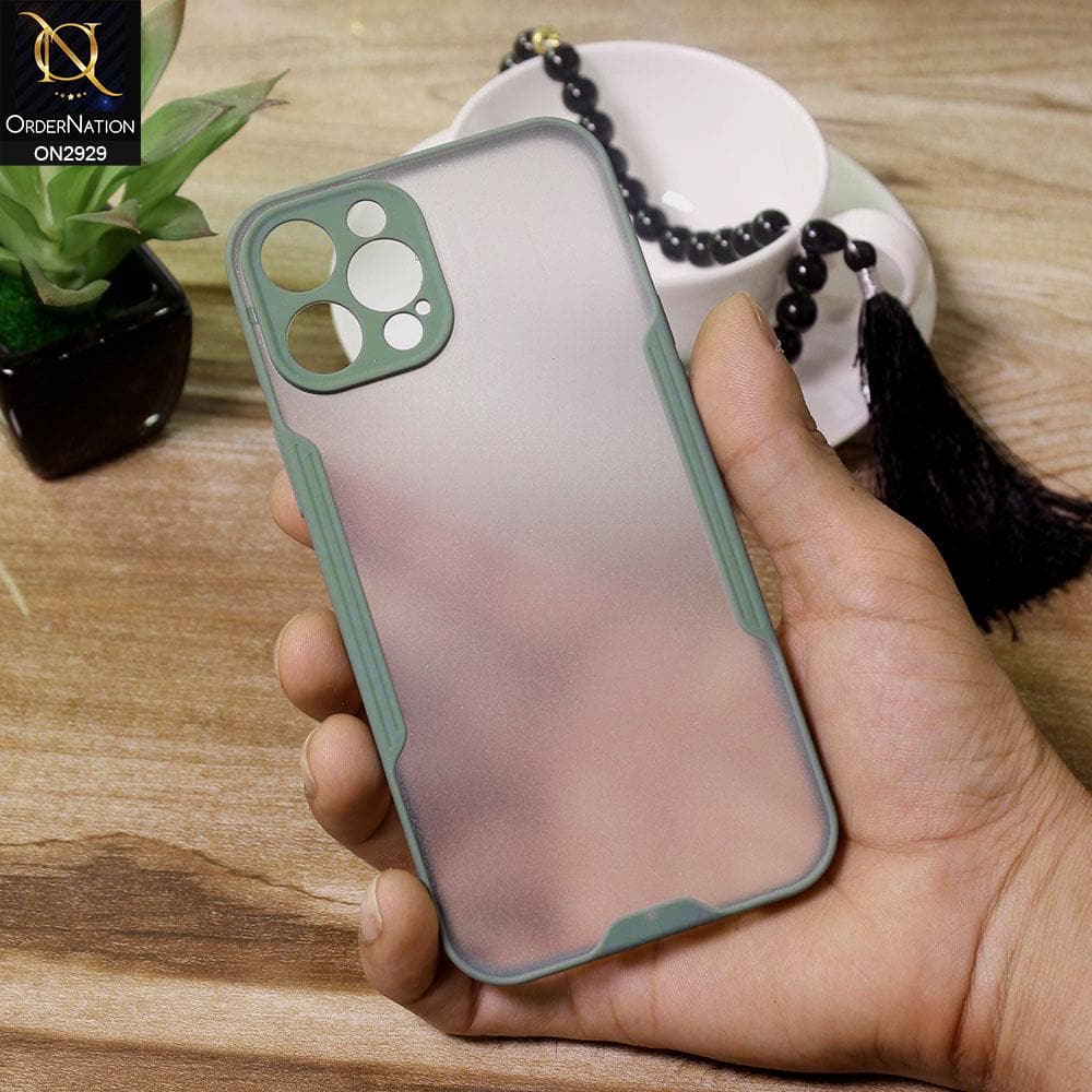 iPhone 12 Pro Max Cover - Green - Semi Transparent Ultra Thin Paper Shell Soft Borders Case