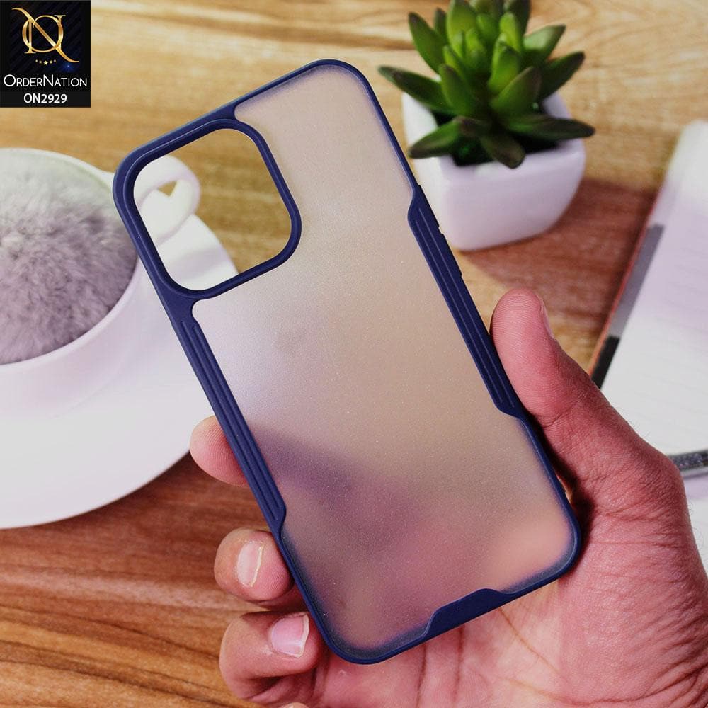 iPhone 13 Pro Cover - Blue Design 2 - Semi Transparent Ultra Thin Paper Shell Soft Borders Case