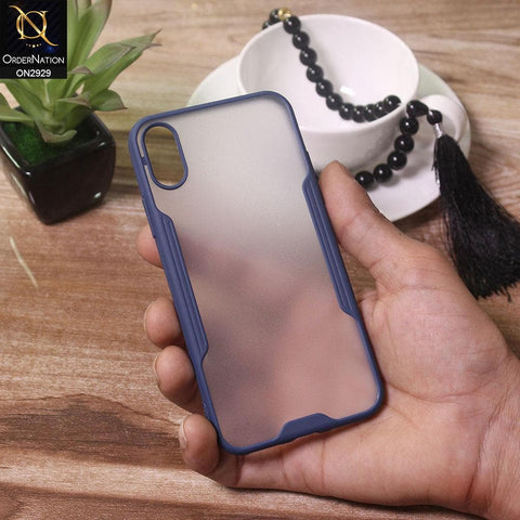 iPhone XS / X Cover - Blue - Semi Transparent Ultra Thin Paper Shell Soft Borders Case