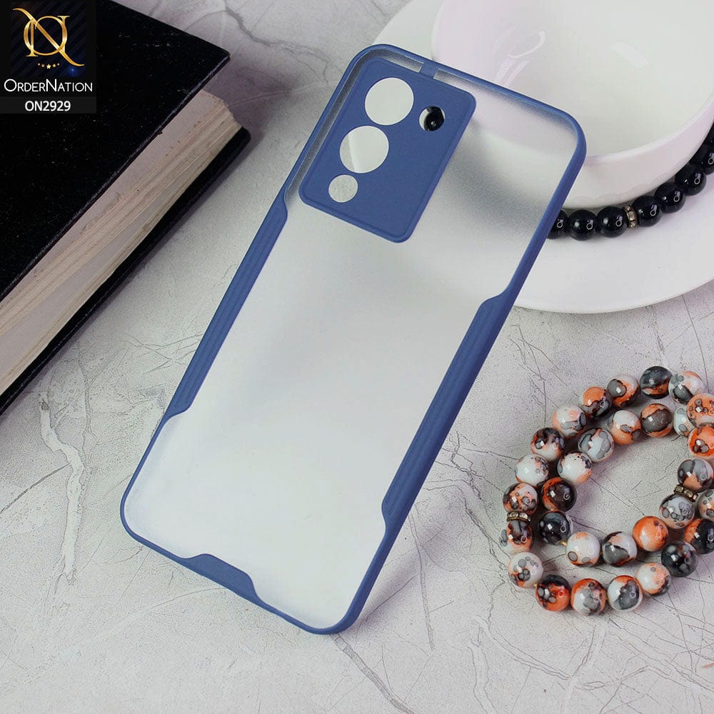 Infinix Note 12 G96 Cover - Blue - Semi Transparent Ultra Thin Paper Shell Soft Borders Case