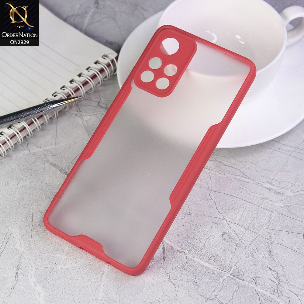 Xiaomi Poco M4 5G Cover - Red - Semi Transparent Ultra Thin Paper Shell Soft Borders Case