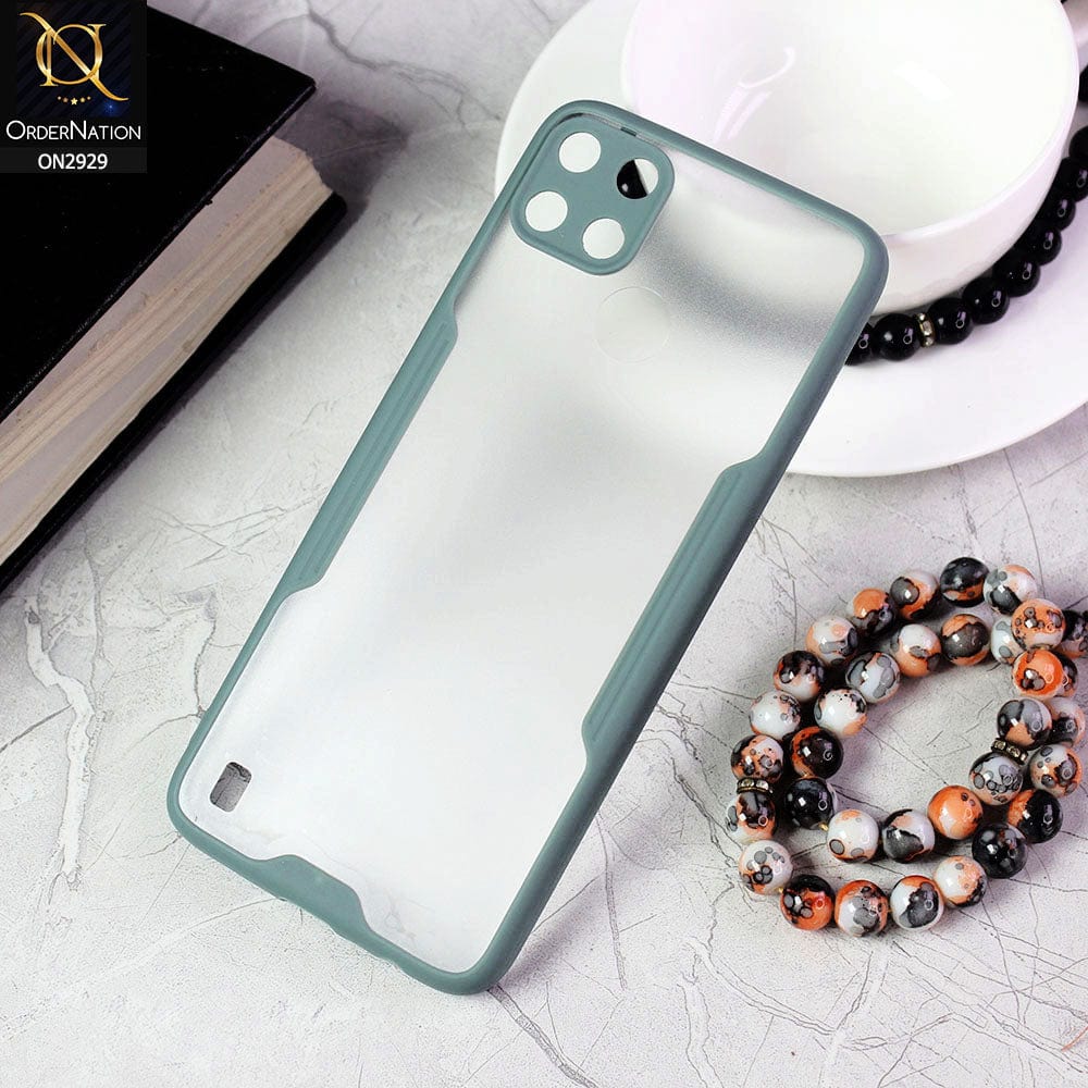 Realme C25Y Cover - Green - Semi Transparent Ultra Thin Paper Shell Soft Borders Case