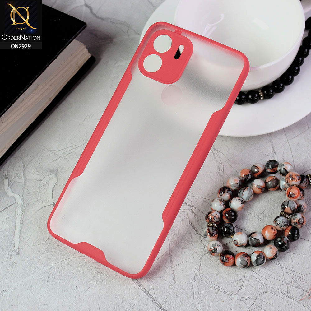 Xiaomi Redmi A1 Plus Cover - Red - Semi Transparent Ultra Thin Paper Shell Soft Borders Case