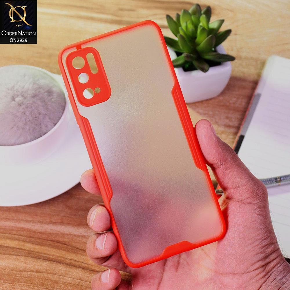 Xiaomi Redmi Note 10 5G Cover - Red - Semi Transparent Ultra Thin Paper Shell Soft Borders Case