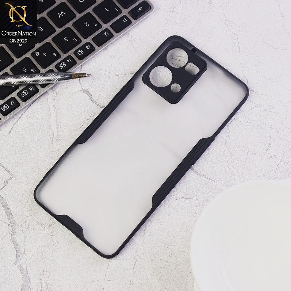 Oppo Reno 7 4G Cover - Black - Semi Transparent Ultra Thin Paper Shell Soft Borders Case