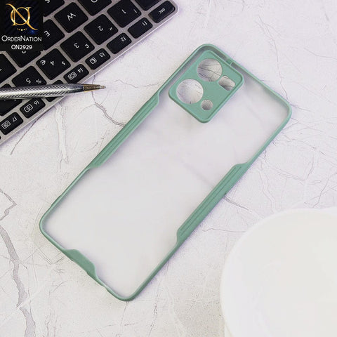 Oppo Reno 7 4G Cover - Green - Semi Transparent Ultra Thin Paper Shell Soft Borders Case