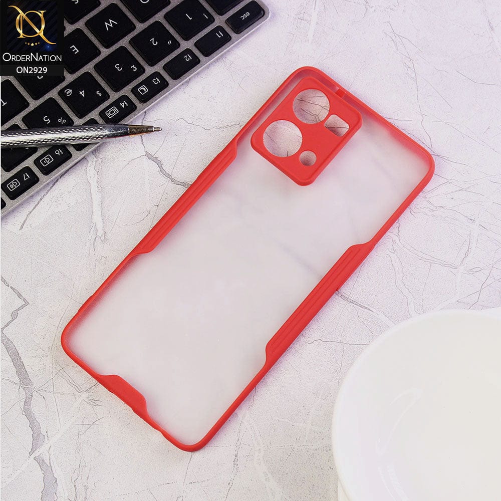 Oppo Reno 7 4G Cover - Red - Semi Transparent Ultra Thin Paper Shell Soft Borders Case
