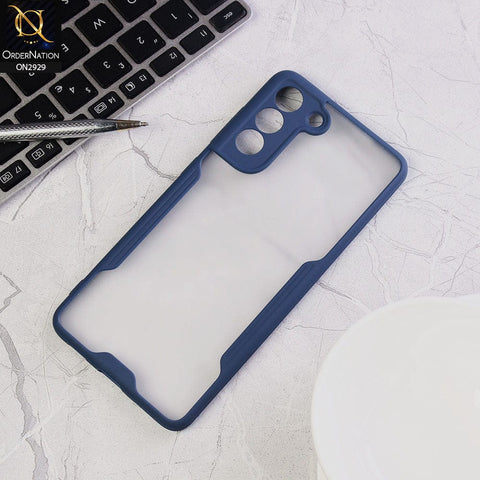 Samsung Galaxy S21 FE 5G Cover - Blue - Semi Transparent Ultra Thin Paper Shell Soft Borders Case