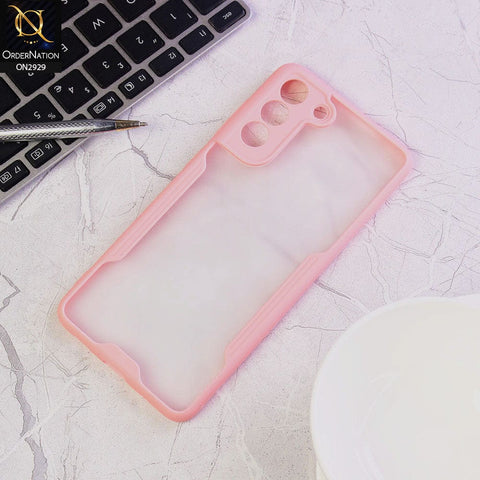 Samsung Galaxy S21 FE 5G Cover - Pink - Semi Transparent Ultra Thin Paper Shell Soft Borders Case
