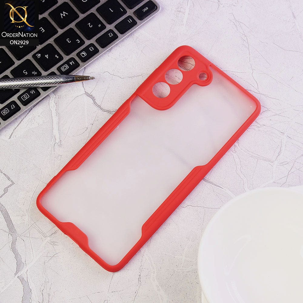 Samsung Galaxy S21 FE 5G Cover - Red - Semi Transparent Ultra Thin Paper Shell Soft Borders Case