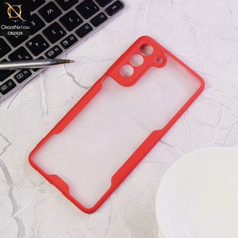 Samsung Galaxy S21 FE 5G Cover - Red - Semi Transparent Ultra Thin Paper Shell Soft Borders Case
