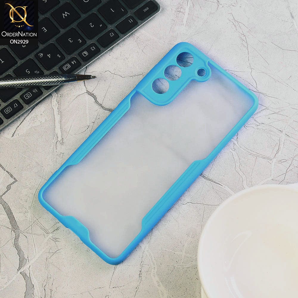 Samsung Galaxy S21 FE 5G Cover - Sky Blue - Semi Transparent Ultra Thin Paper Shell Soft Borders Case