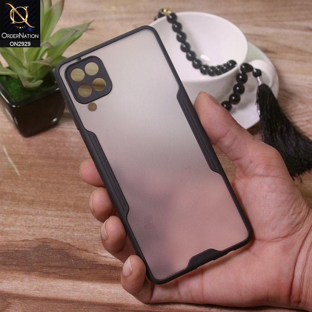 Samsung Galaxy A12 Nacho Cover - Black - Semi Transparent Ultra Thin Paper Shell Soft Borders Case