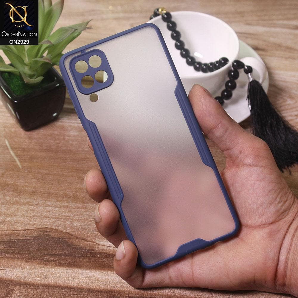 Samsung Galaxy A12 Nacho Cover - Blue - Semi Transparent Ultra Thin Paper Shell Soft Borders Case
