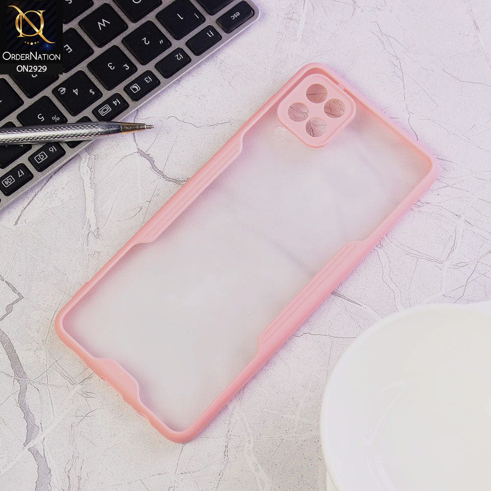 Samsung Galaxy A12 Cover - Pink - Semi Transparent Ultra Thin Paper Shell Soft Borders Case