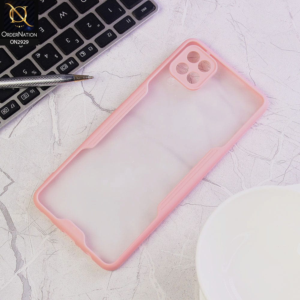 Samsung Galaxy A12 Nacho Cover - Pink - Semi Transparent Ultra Thin Paper Shell Soft Borders Case