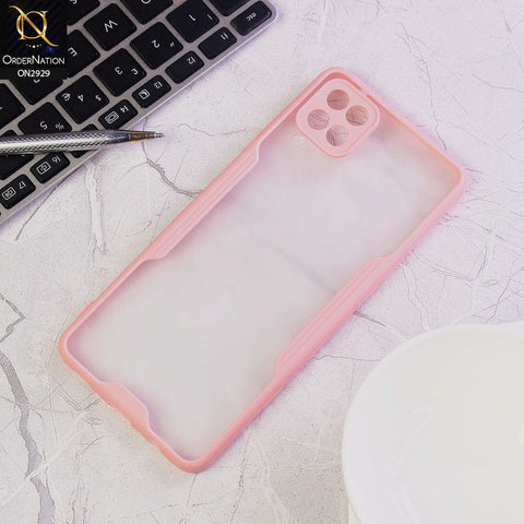 Samsung Galaxy A12 Cover - Pink - Semi Transparent Ultra Thin Paper Shell Soft Borders Case