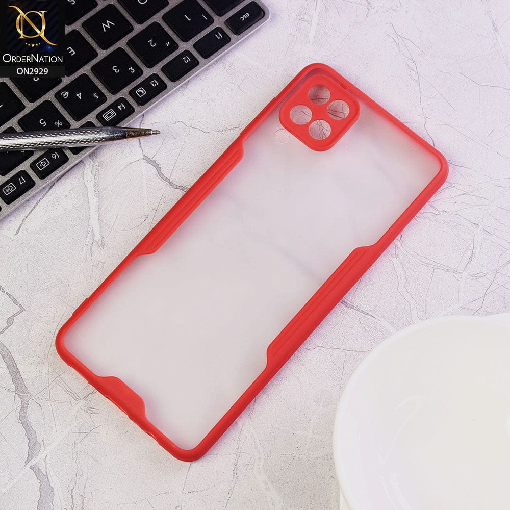 Samsung Galaxy A12 Nacho Cover - Red - Semi Transparent Ultra Thin Paper Shell Soft Borders Case