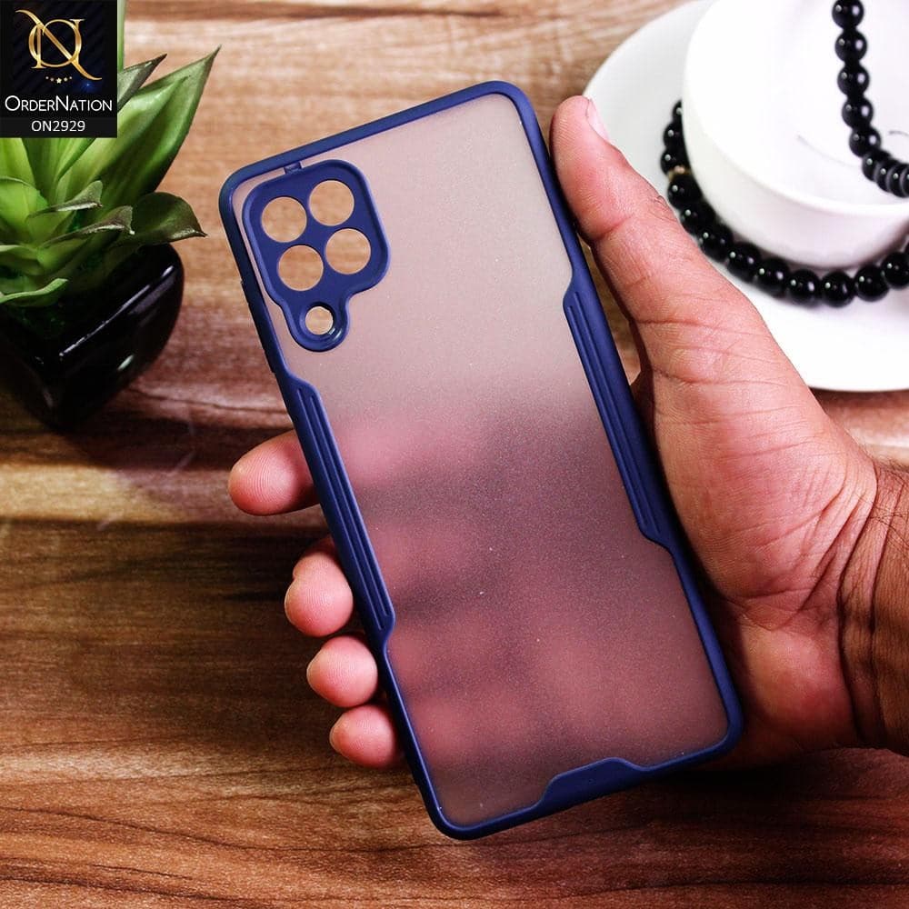 Samsung Galaxy A22 - Blue - Semi Transparent Ultra Thin Paper Shell Soft Borders Case
