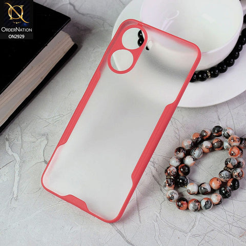 Vivo Y02s Cover - Red - Semi Transparent Ultra Thin Paper Shell Soft Borders Case