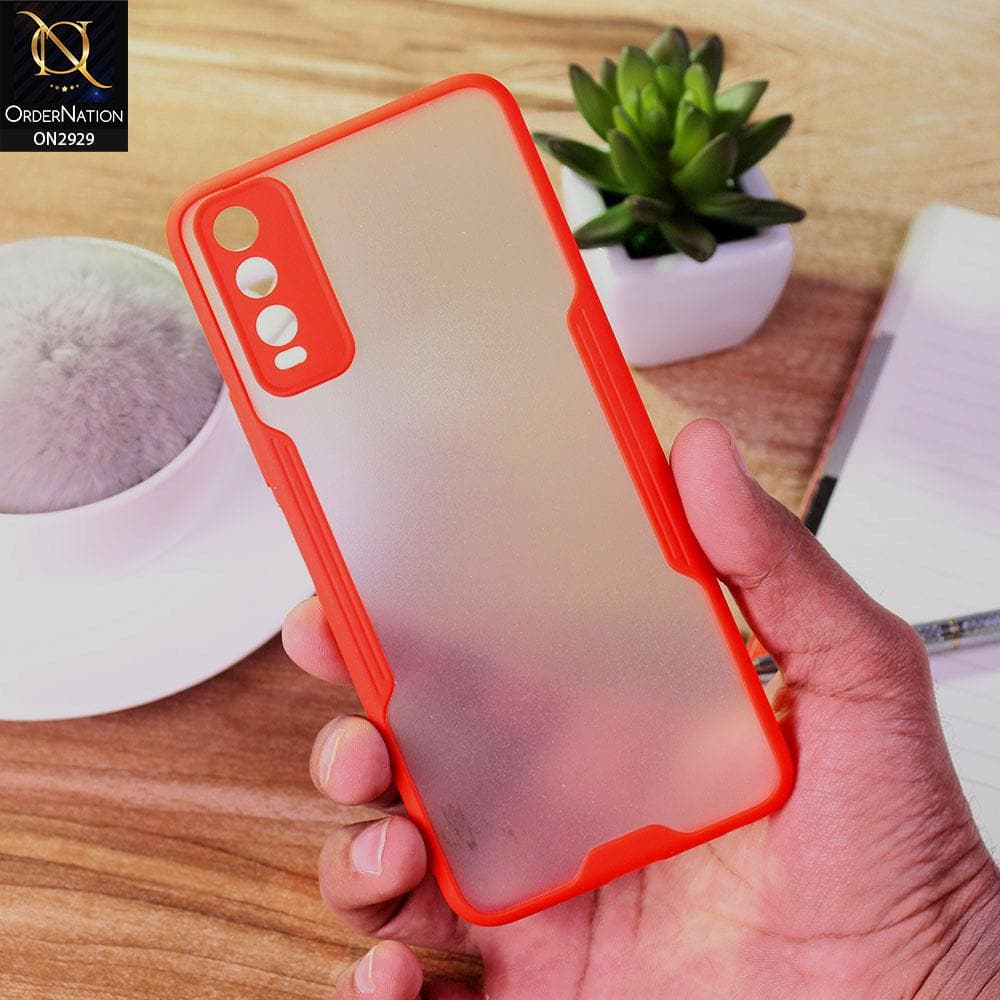 Vivo Y20i Cover - Red - Semi Transparent Ultra Thin Paper Shell Soft Borders Case