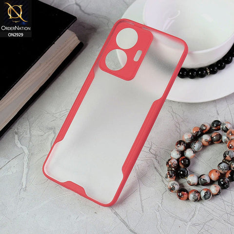 Vivo Y55 4G Cover - Red - Semi Transparent Ultra Thin Paper Shell Soft Borders Case