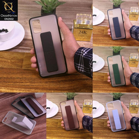 iPhone 12 Pro Max Cover - Sky Blue - Elegant Matte Semi Transparent Case With Luxurious Leather Kickstand