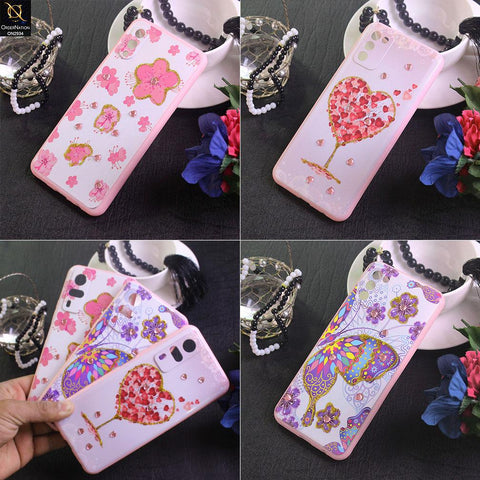 Vivo Y11 2019 Cover - Design 2 - New Girlish Style Little Heart Rhinestone Soft Borders Case
