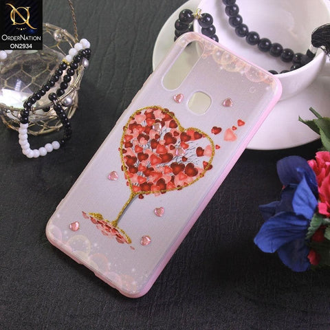 Vivo Y11 2019 Cover - Design 2 - New Girlish Style Little Heart Rhinestone Soft Borders Case
