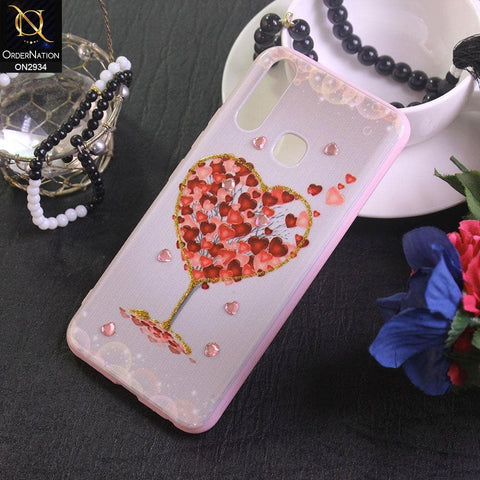 Vivo Y15 Cover - Design 2 - New Girlish Style Little Heart Rhinestone Soft Borders Case