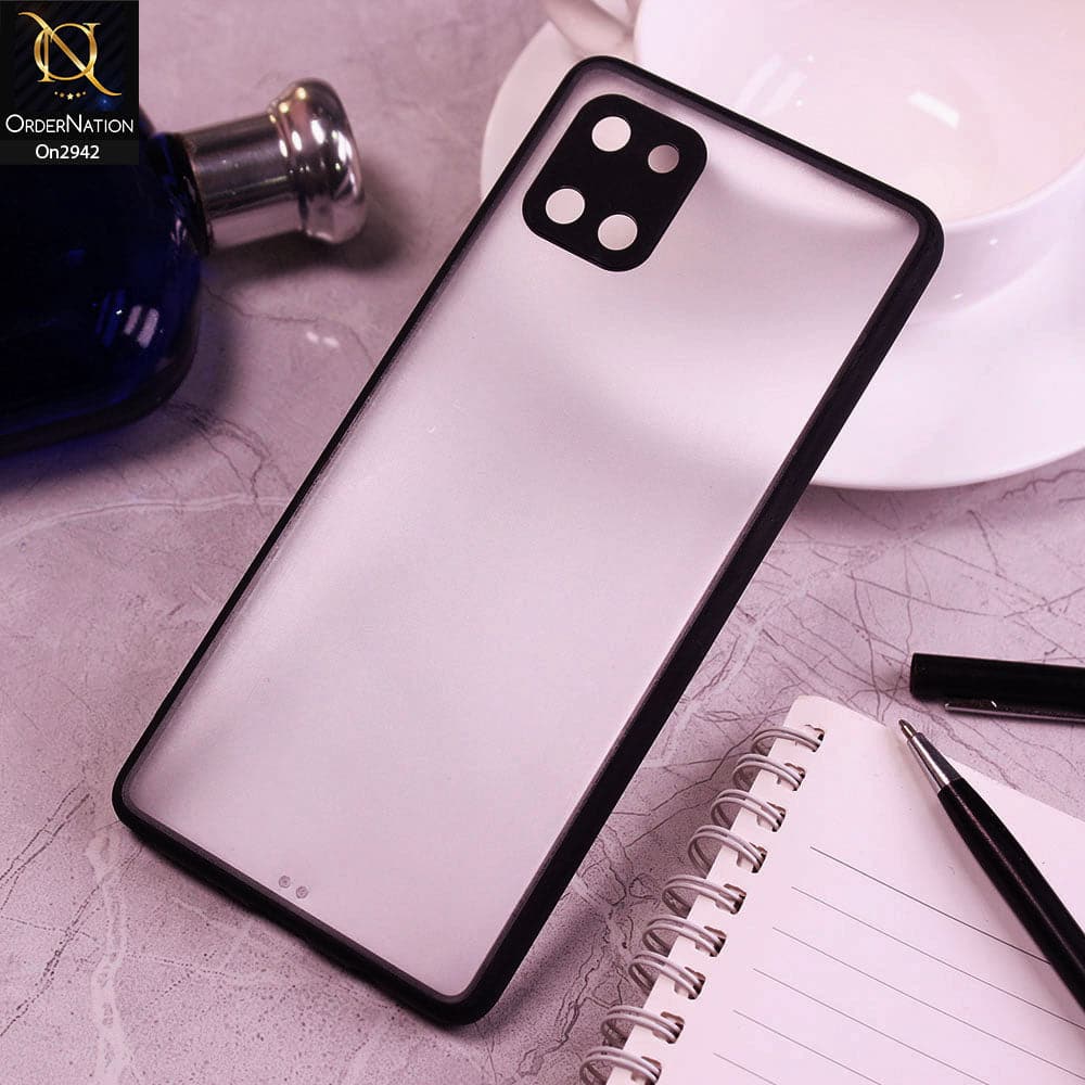 Samsung Galaxy A81 Cover - Black - Semi Transparent Paper Shell Camera Protection Soft Case