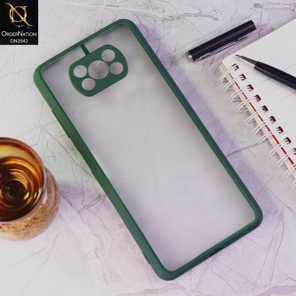 Xiaomi Poco X3 Cover - Green - Semi Transparent Paper Shell Camera Protection Soft Case