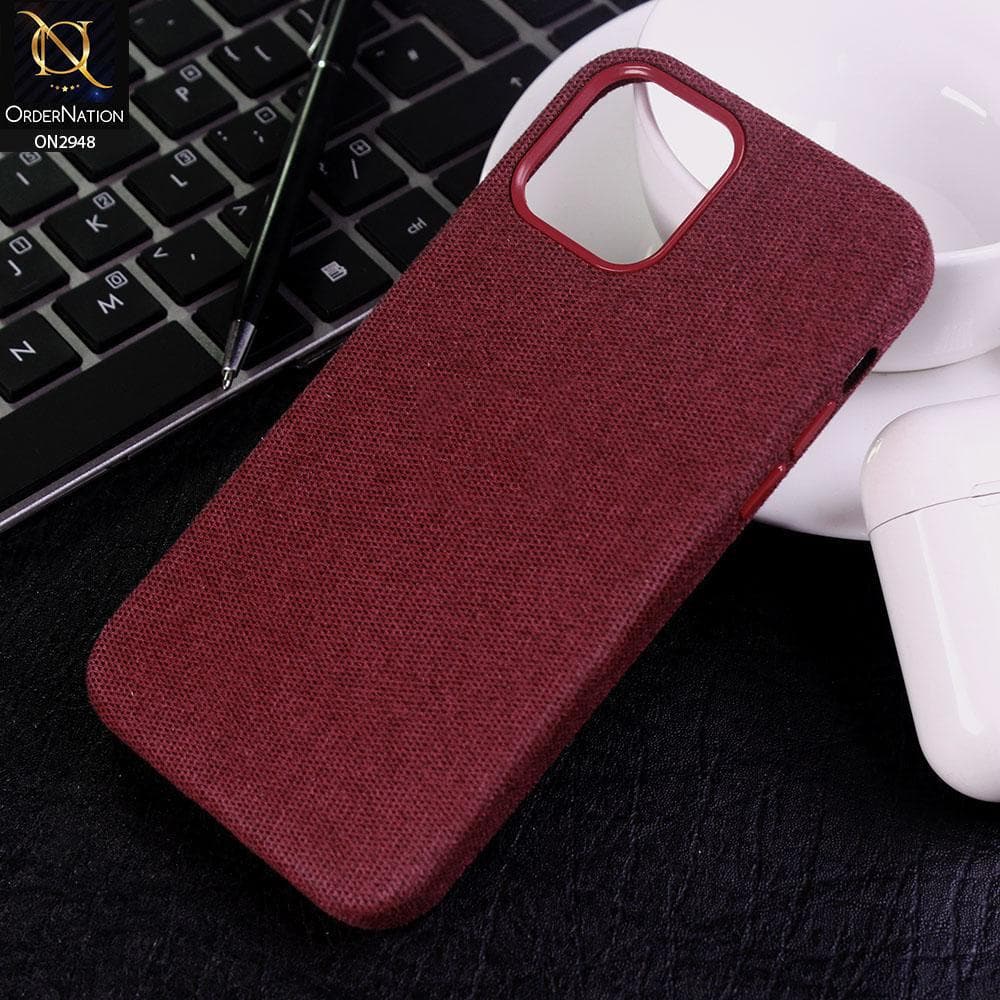 iPhone 12 Pro Max Cover - Red - Luxury Jeans Texture PC Protective Case