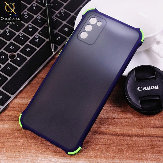 Samsung Galaxy A02s Cover - Blue - Translucent Matte Shockproof Camera Ring Protection Case