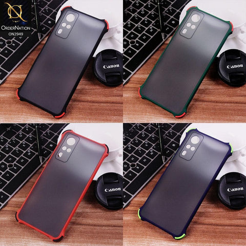 Vivo Y20A Cover - Black - Translucent Matte Shockproof Camera Ring Protection Case