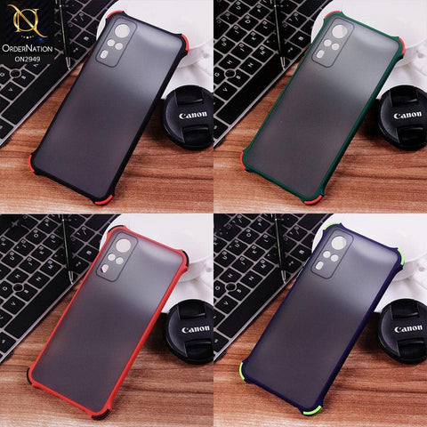 Oppo A15 Cover - Black - Translucent Matte Shockproof Camera Ring Protection Case