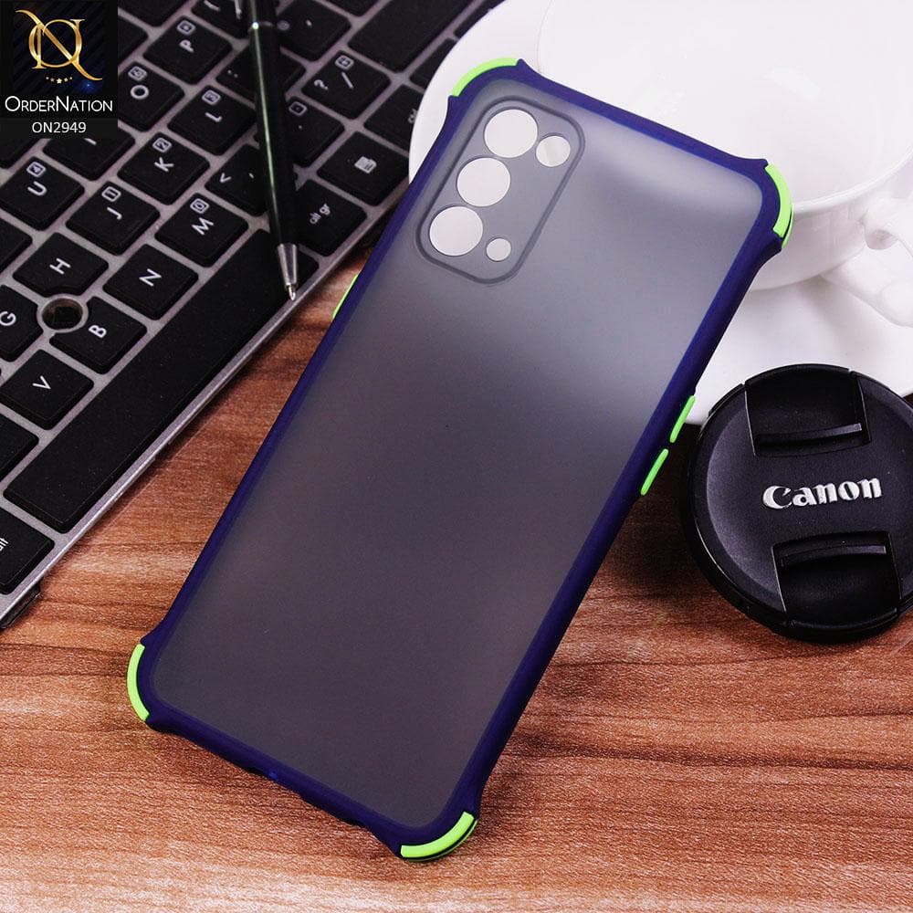 Oppo Find X3 Lite Cover - Blue - Translucent Matte Shockproof Camera Ring Protection Case
