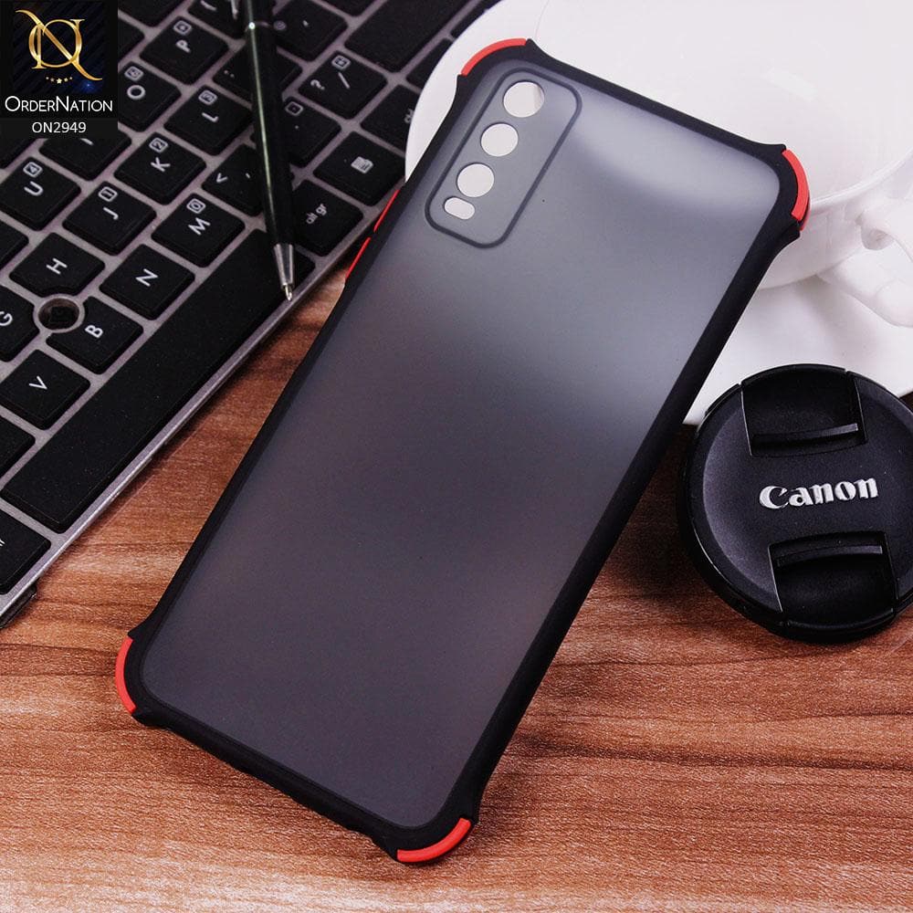 Vivo Y20 Cover - Black - Translucent Matte Shockproof Camera Ring Protection Case