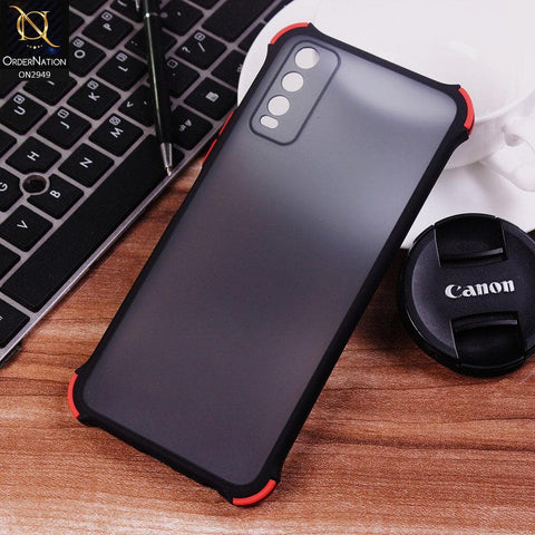 Vivo Y20 Cover - Black - Translucent Matte Shockproof Camera Ring Protection Case