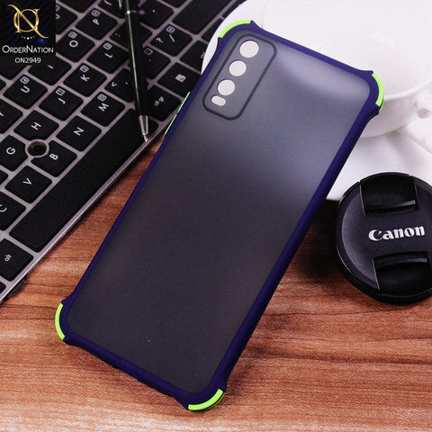 Vivo Y20i Cover - Blue - Translucent Matte Shockproof Camera Ring Protection Case