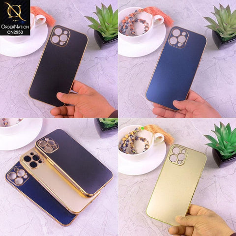 Samsung Galaxy S22 Ultra 5G Cover - Blue - Soft Gold Plated Color Borders Camera Protection Back Case