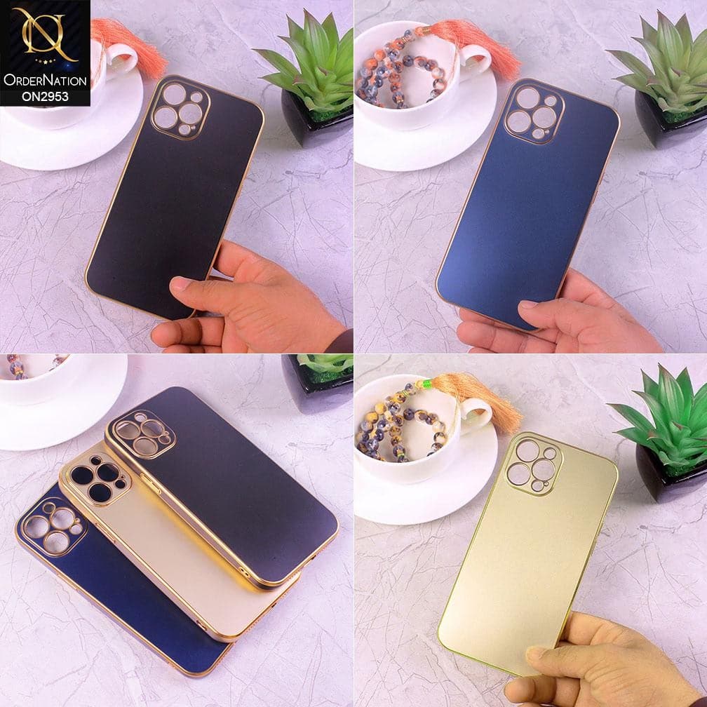 iPhone 12 Pro Max TPU Golden Border Gold Plated LV Printed Phone Case -  Golden