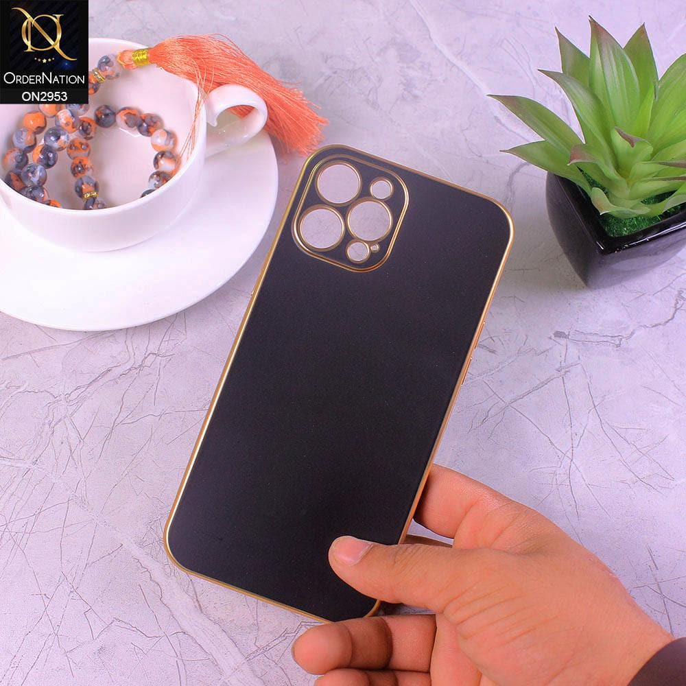 iPhone 12 Pro Max Cover - Black - Soft Gold Plated Color Borders Camera Protection Back Case