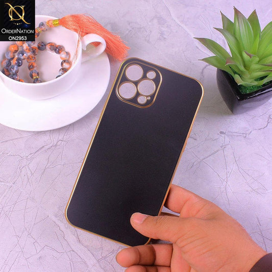 iPhone 12 Pro Max Cover - Black - Soft Gold Plated Color Borders Camera Protection Back Case