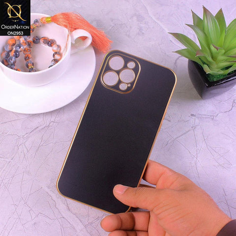 iPhone 12 Pro Max Cover - Black - Soft Gold Plated Color Borders Camera Protection Back Case