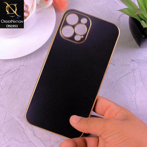 iPhone 13 Pro Max Cover - Black - Soft Gold Plated Color Borders Camera Protection Back Case