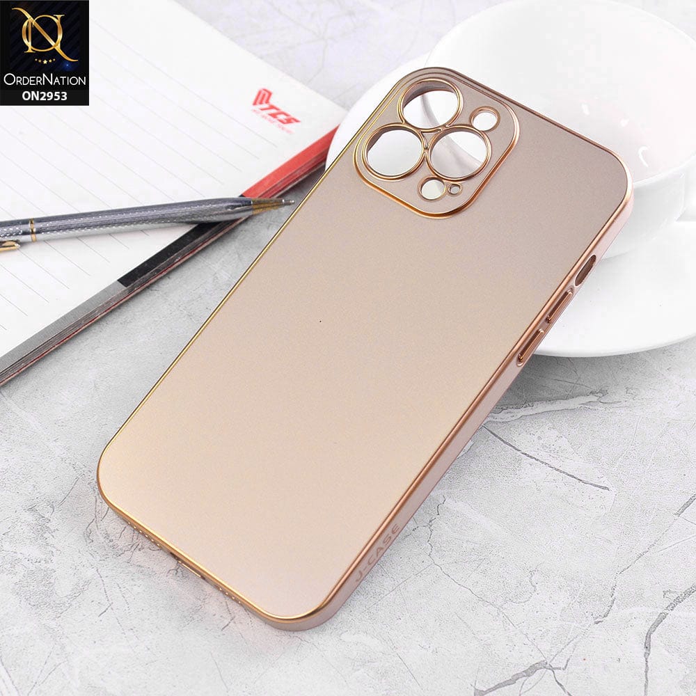 iPhone 13 Pro Max Cover - Golden - Soft Gold Plated Color Borders Camera Protection Back Case