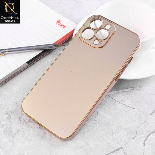 iPhone 13 Pro Max Cover - Golden - Soft Gold Plated Color Borders Camera Protection Back Case