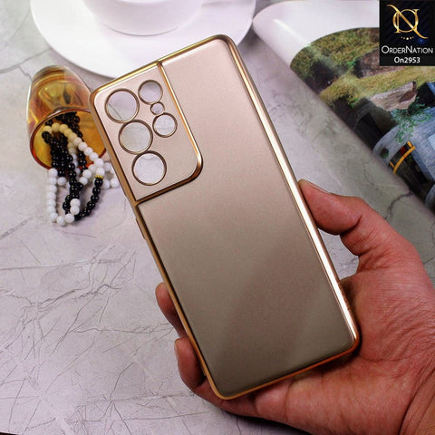 Samsung Galaxy S21 Ultra Cover - Golden - Soft Gold Plated Color Borders Camera Protection Back Case