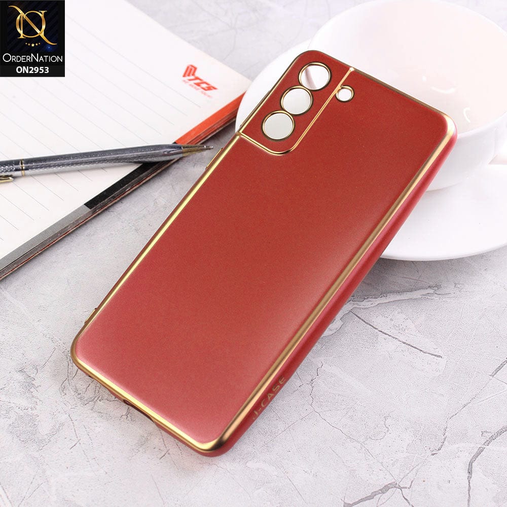 Samsung Galaxy S21 Plus 5G Cover - Red - Soft Gold Plated Color Borders Camera Protection Back Case